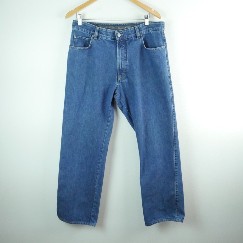 Ermenegildo Zegna Mens Blue Straight Leg Jeans Made in Italy 36 Quiet Luxury